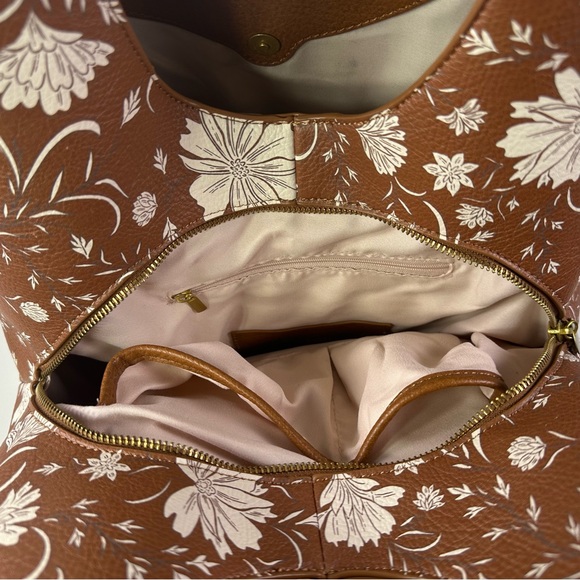 Women’s Style &Co 4 Poster Brown Floral Hobo/Shoulder Bag - Picture 8 of 11